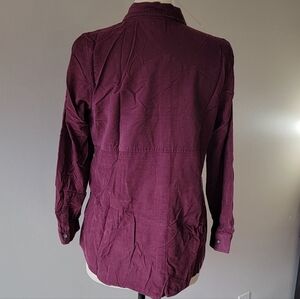 Vtg J. Jill Shirt Womens Medium Petite Button Up Corduroy Purple 100% Cotton MP